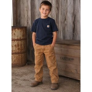 Carhartt Kids Brown Canvas Carpenter Pants Size 8 Cotton Utility Workwear